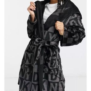 Women DKNY short wrap dressing robe gown in black